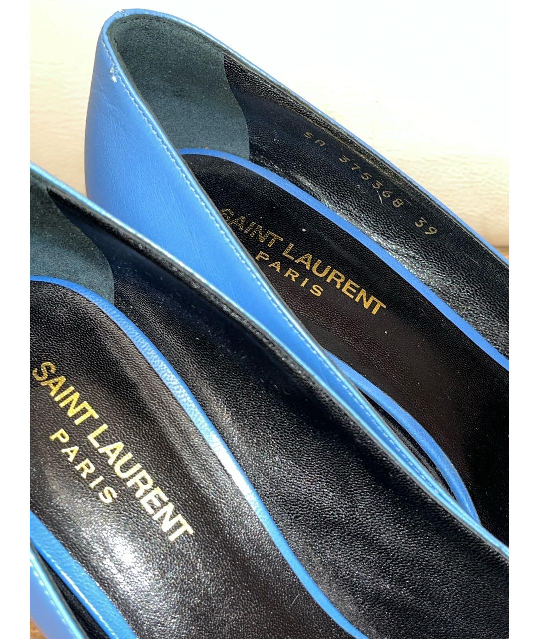 SAINT LAURENT Голубые кожаные туфли, фото 4