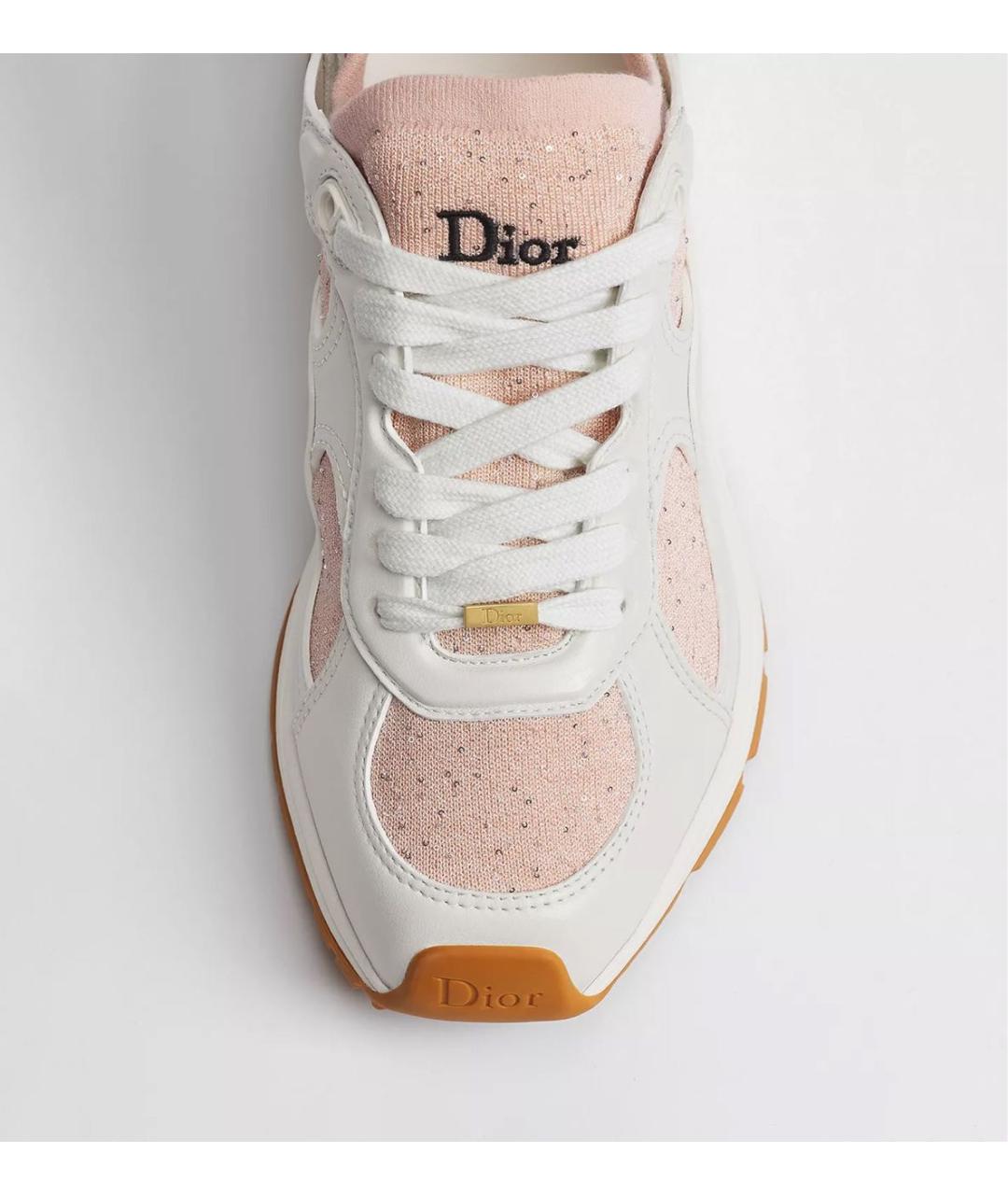 CHRISTIAN DIOR Коралловые кожаные кроссовки, фото 6