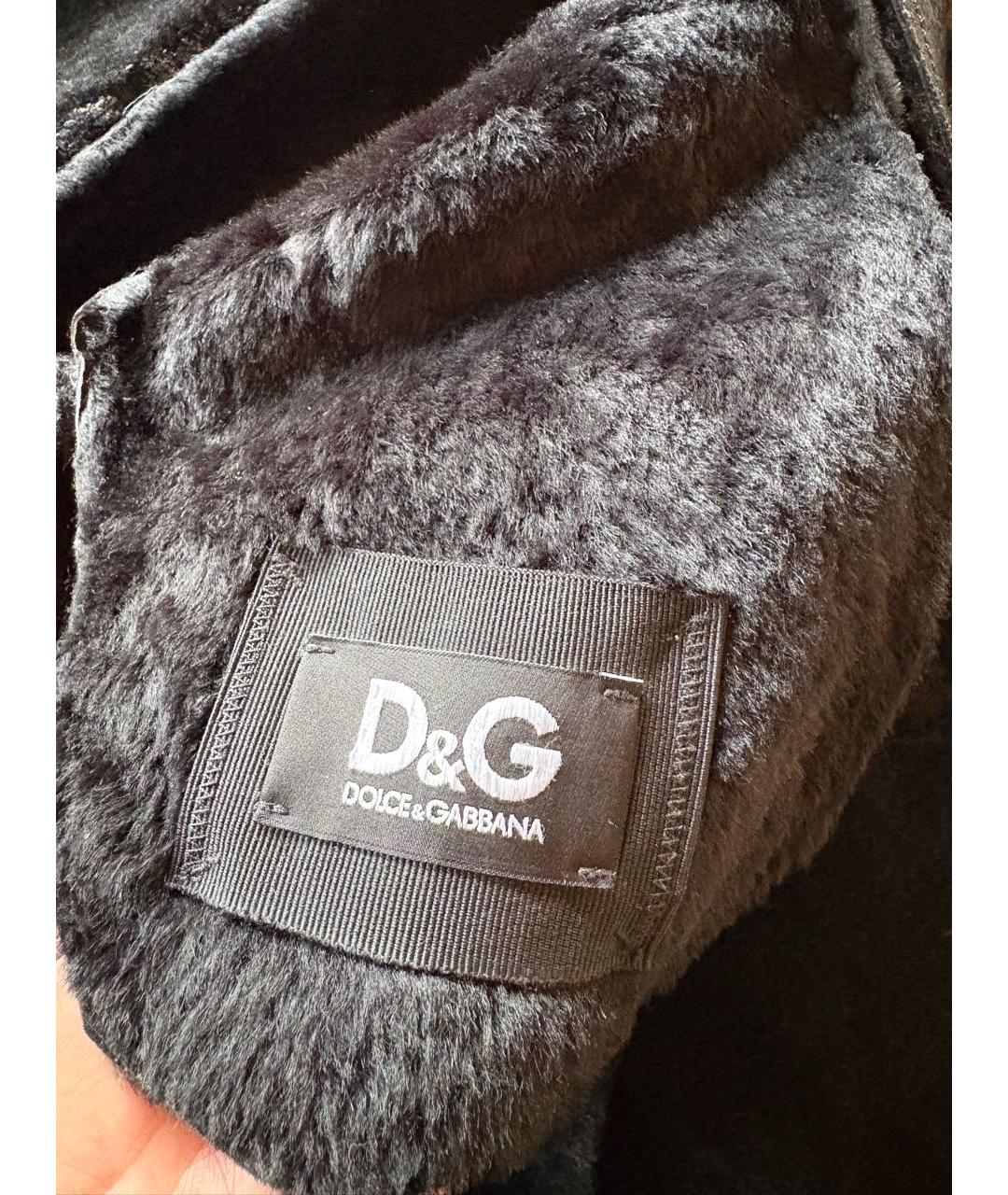 DOLCE&GABBANA Черная кожаная дубленка, фото 3