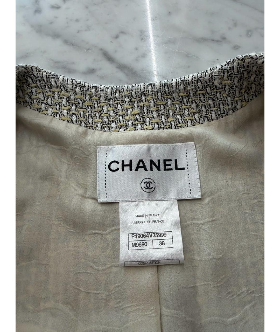 CHANEL Бежевый хлопко-эластановый жакет/пиджак, фото 2