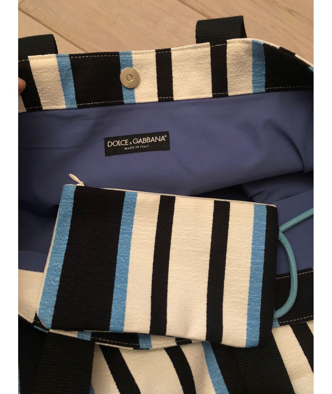 DOLCE&GABBANA Синяя тканевая пляжная сумка, фото 4