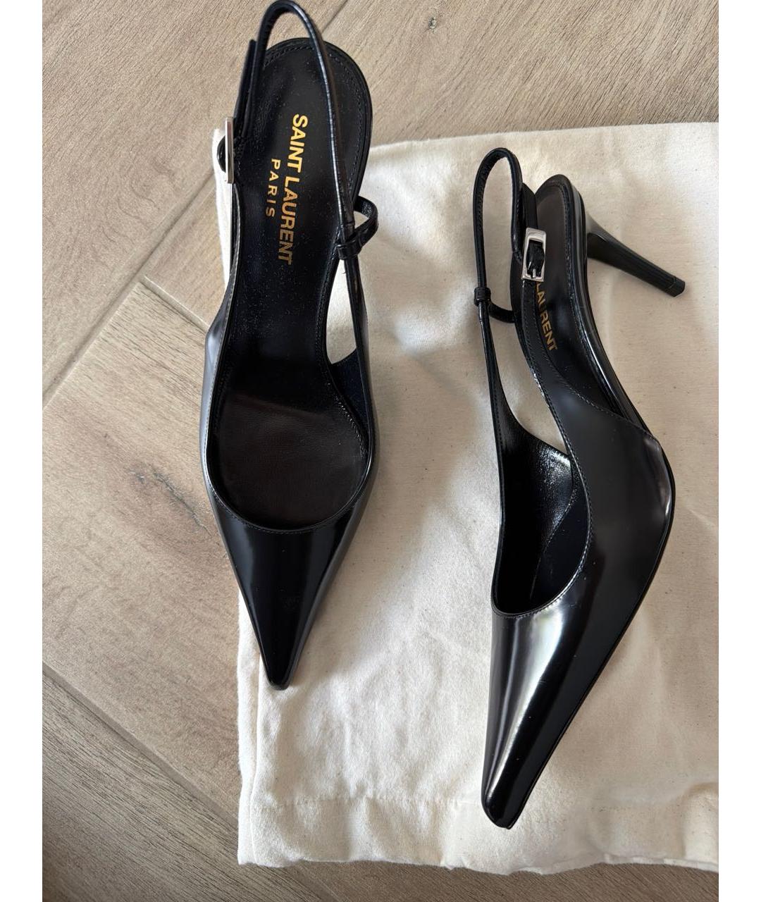 SAINT LAURENT Черные кожаные туфли, фото 5