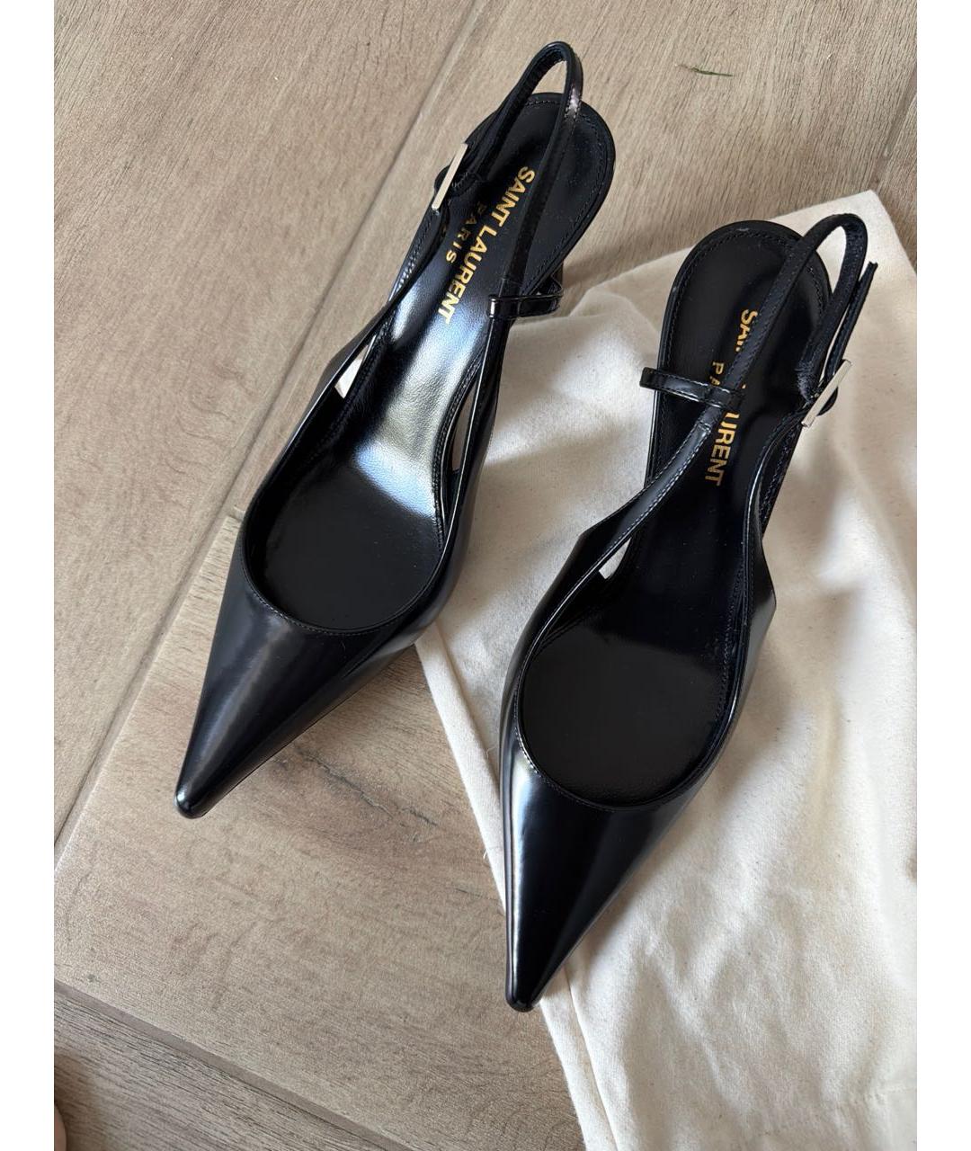 SAINT LAURENT Черные кожаные туфли, фото 2
