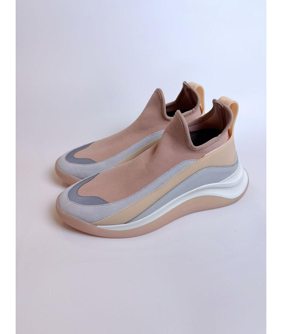 SPORTMAX Коралловые кожаные кроссовки, фото 4