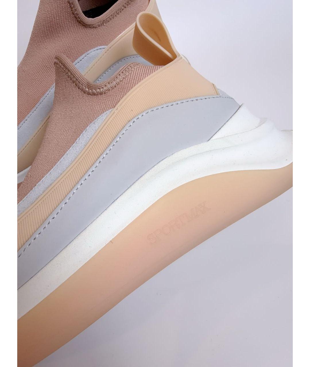 SPORTMAX Коралловые кожаные кроссовки, фото 5