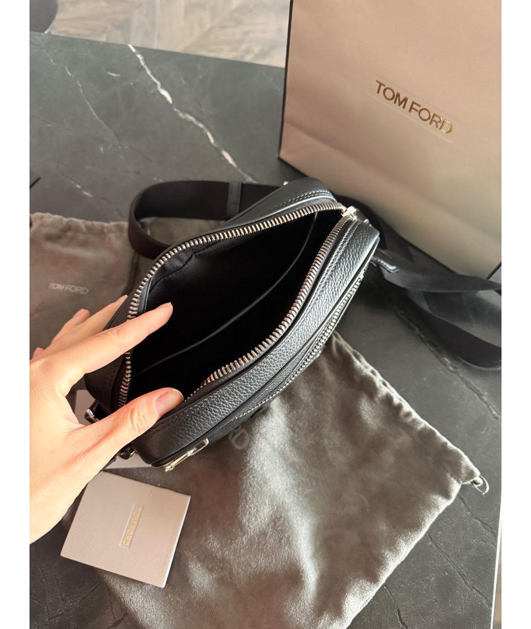 TOM FORD Черная кожаная сумка на плечо, фото 5