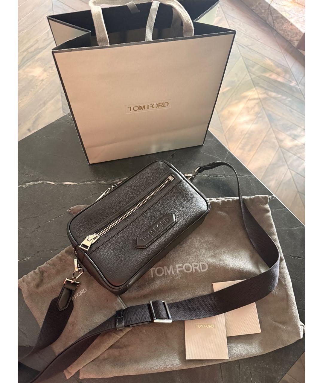 TOM FORD Черная кожаная сумка на плечо, фото 2