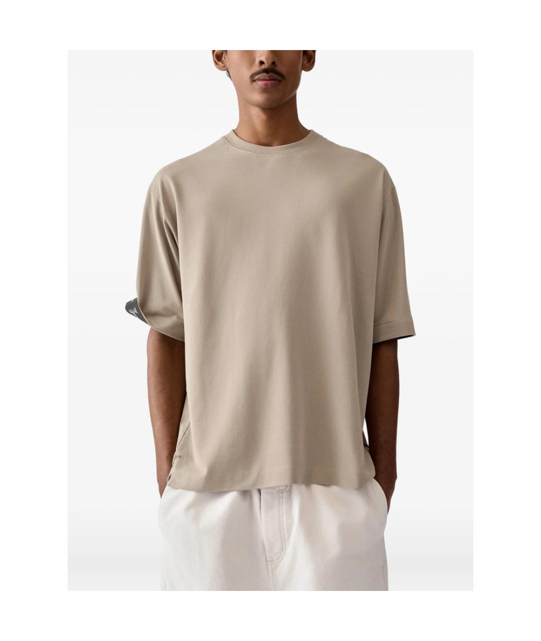 JACQUEMUS Бежевая хлопко-полиэстеровая футболка, фото 2