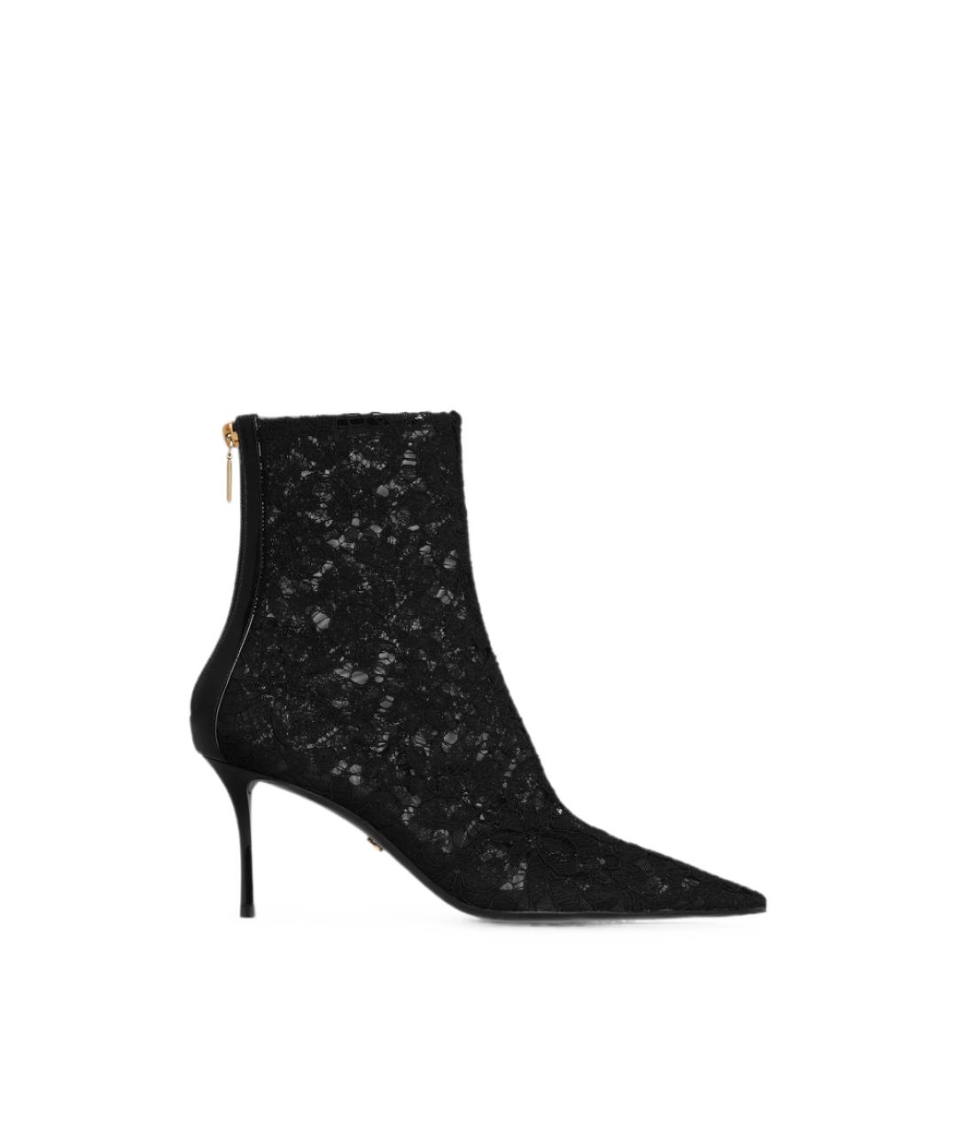 DOLCE&GABBANA Черные кожаные ботильоны, фото 1