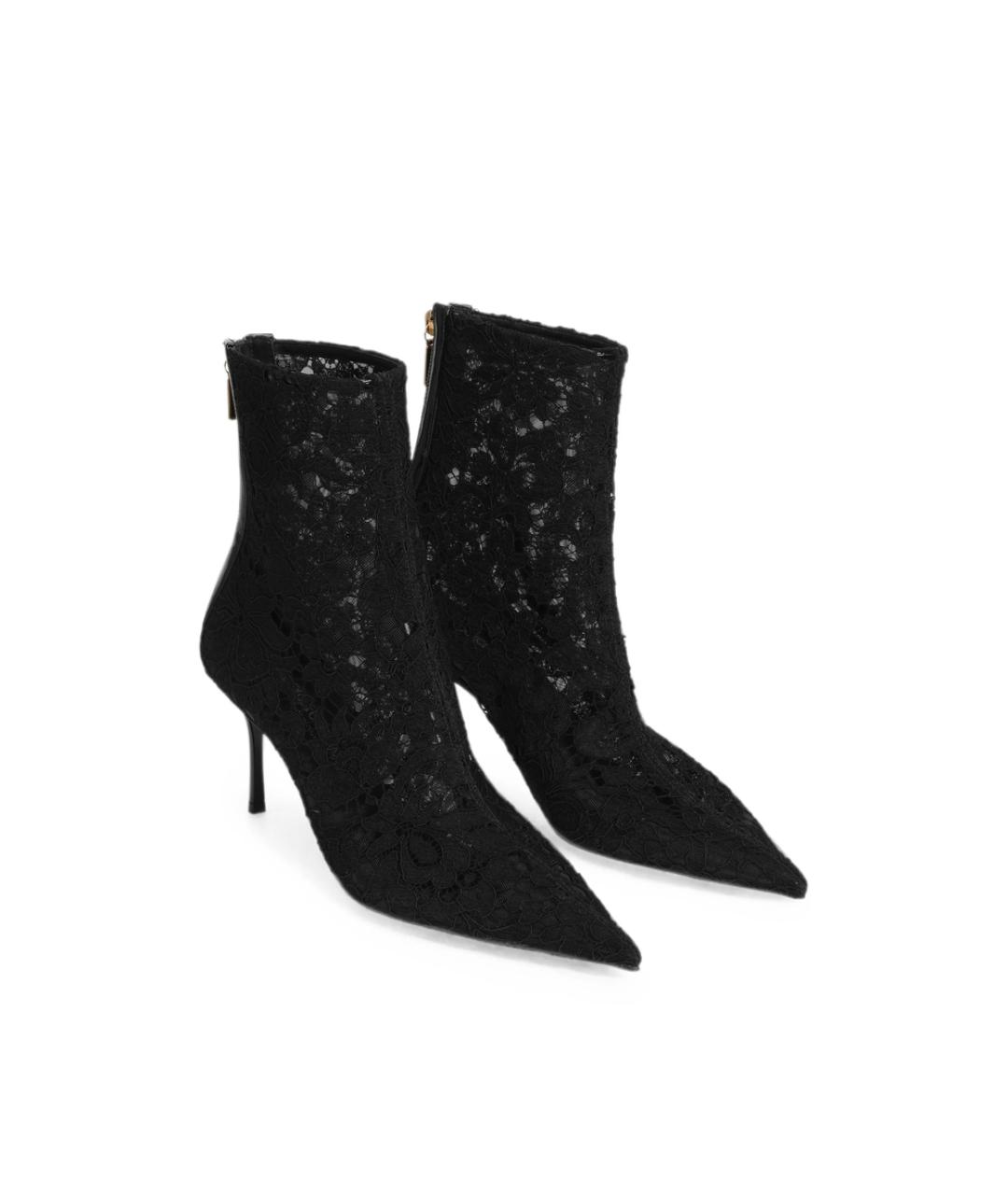 DOLCE&GABBANA Черные кожаные ботильоны, фото 2