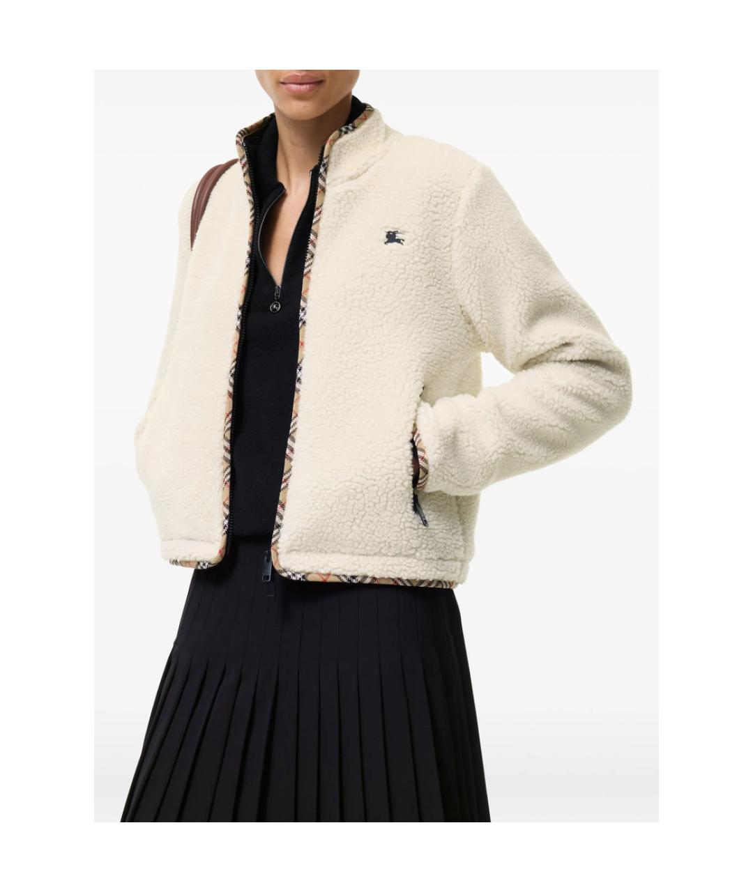 BURBERRY Бежевая полиэстеровая куртка, фото 2