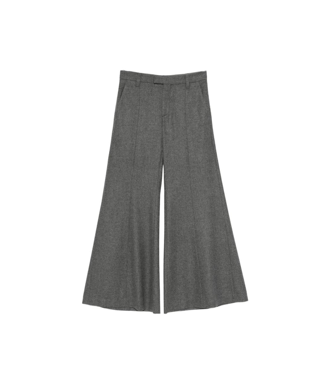 BRUNELLO CUCINELLI Серые полиэстеровые брюки широкие, фото 1