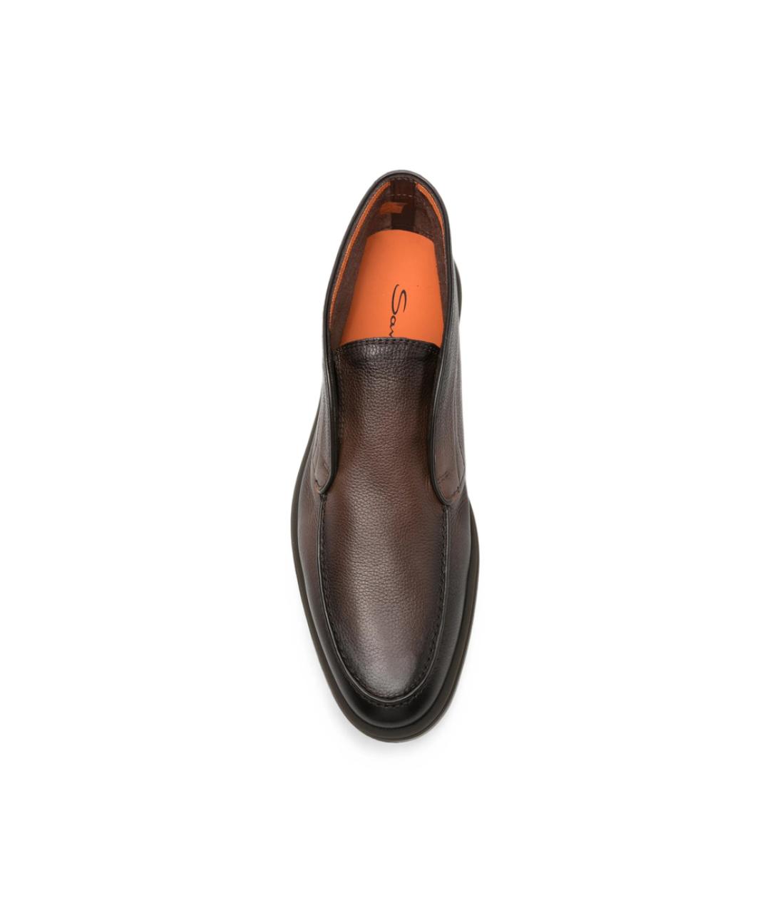 SANTONI Коричневые кожаные низкие ботинки, фото 3