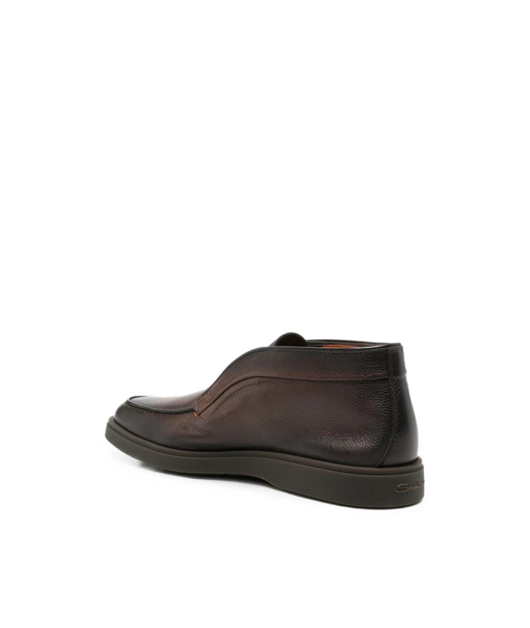 SANTONI Коричневые кожаные низкие ботинки, фото 2