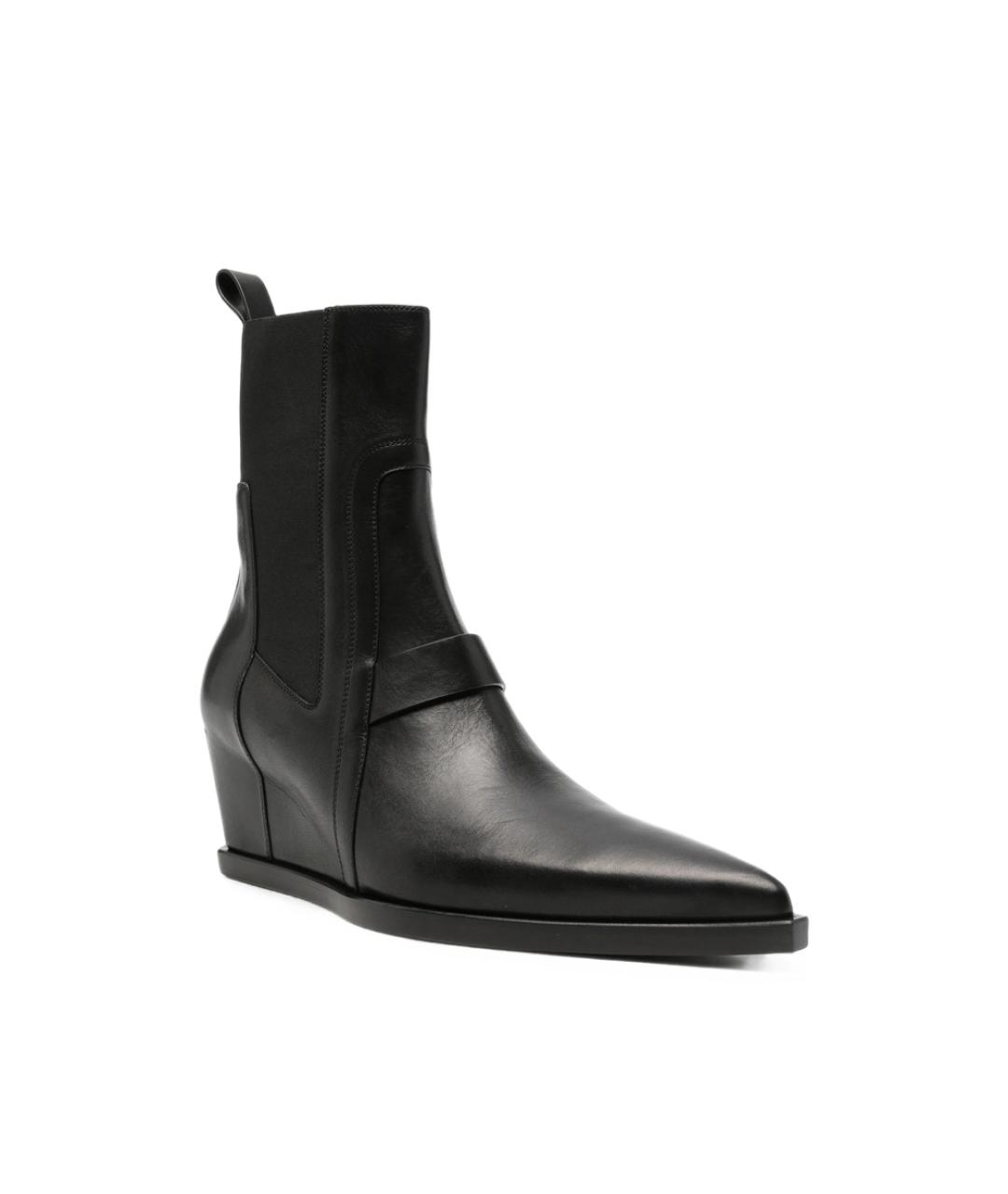 RICK OWENS Черные кожаные высокие кроссовки / кеды, фото 3