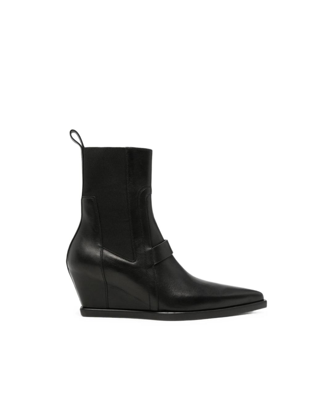 RICK OWENS Черные кожаные высокие кроссовки / кеды, фото 1