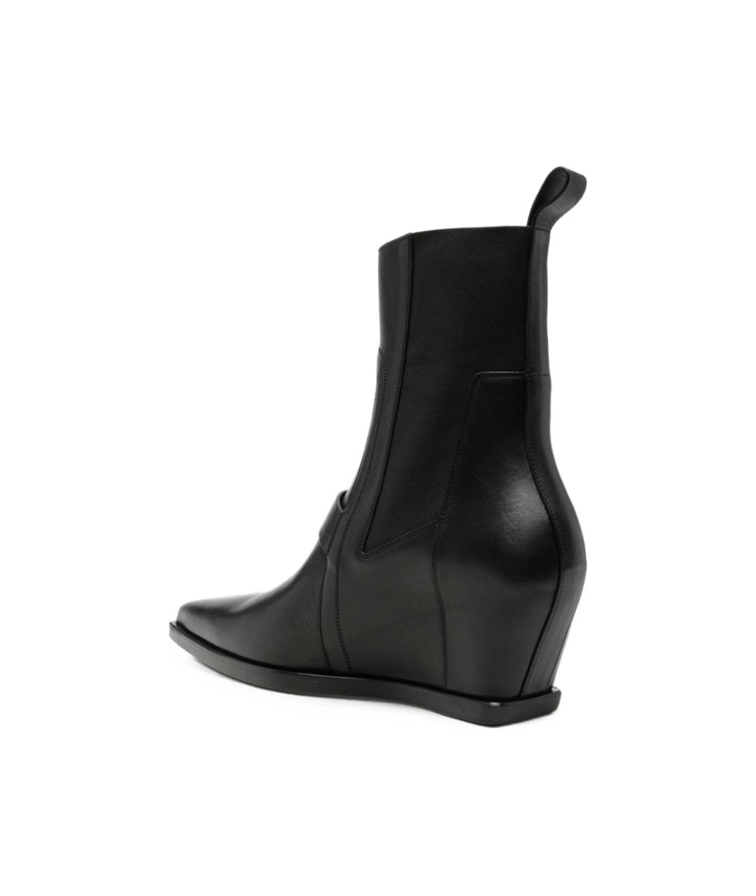 RICK OWENS Черные кожаные высокие кроссовки / кеды, фото 4