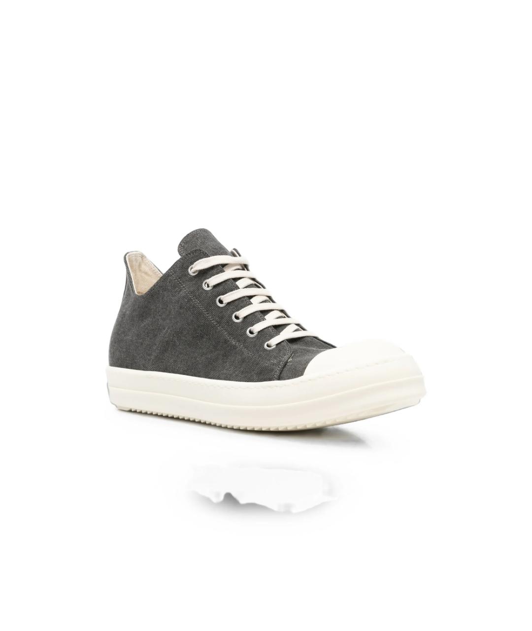 RICK OWENS DRKSHDW Серые текстильные низкие кроссовки / кеды, фото 2