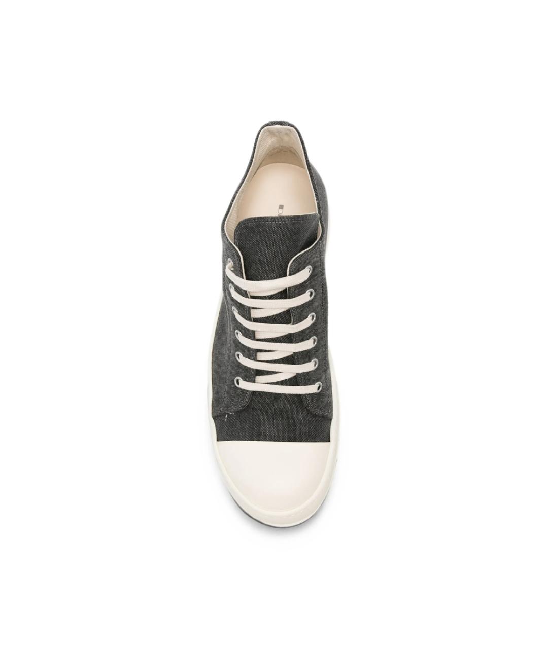 RICK OWENS DRKSHDW Серые текстильные низкие кроссовки / кеды, фото 4