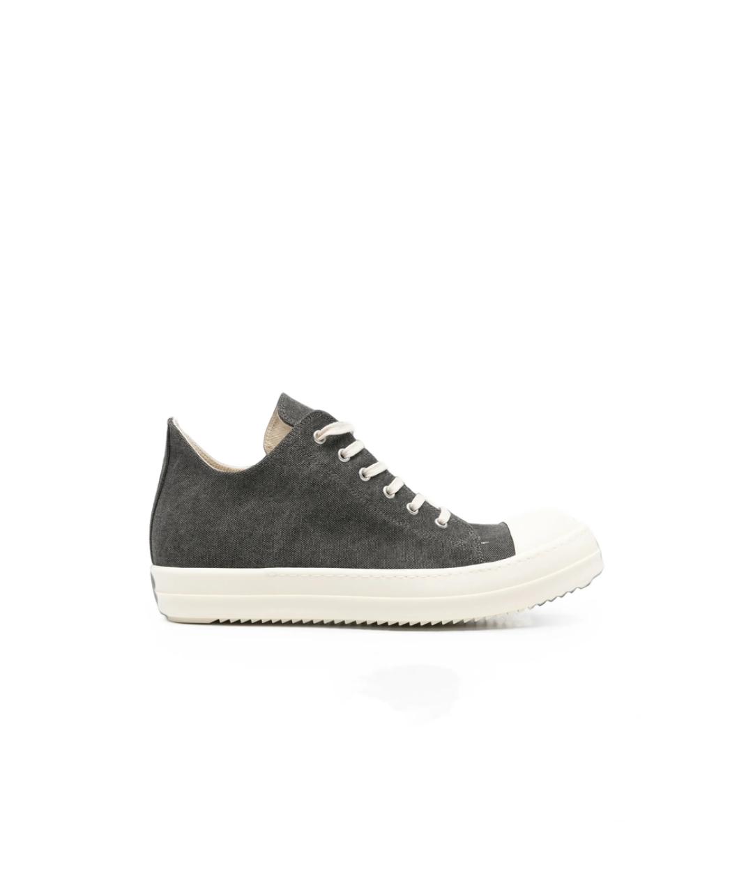 RICK OWENS DRKSHDW Серые текстильные низкие кроссовки / кеды, фото 1