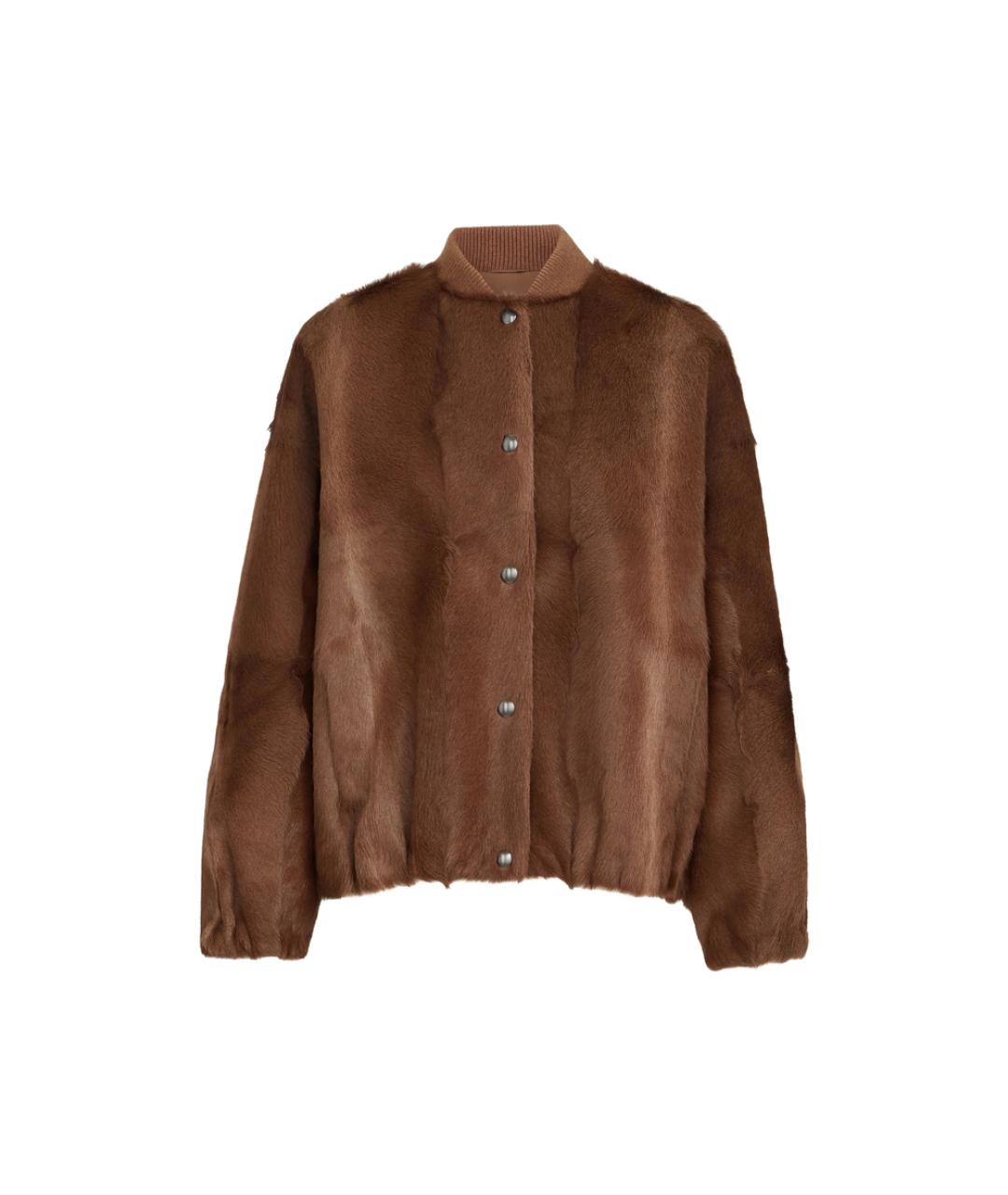BRUNELLO CUCINELLI Коричневая меховая дубленка, фото 1
