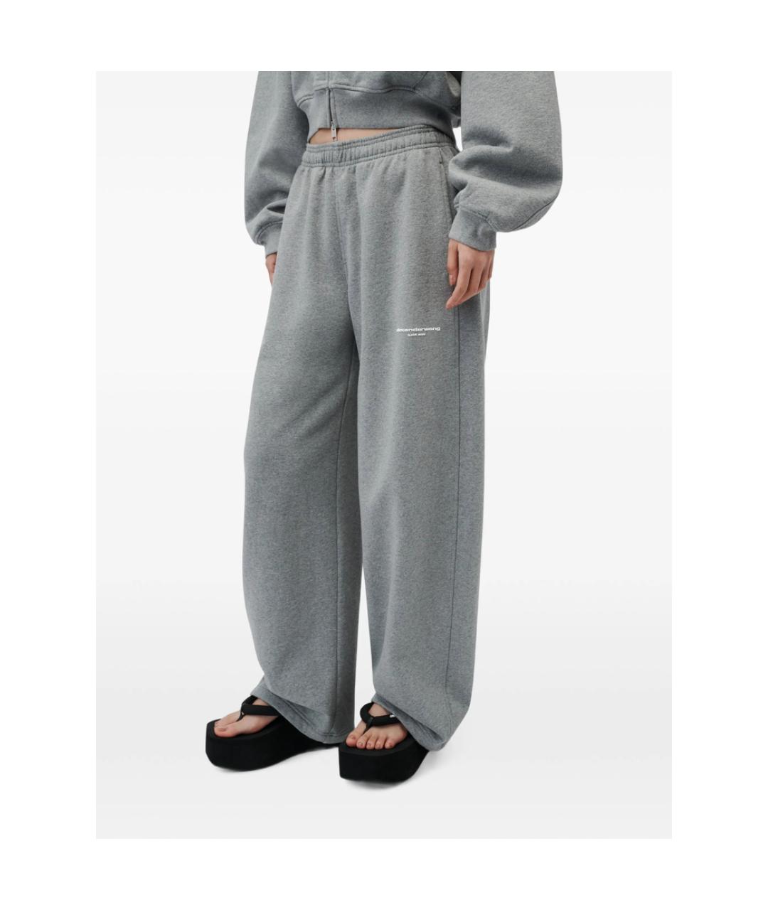 ALEXANDER WANG Серые хлопковые спортивные брюки и шорты, фото 4