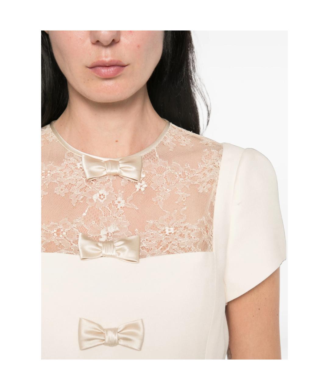 VALENTINO Бежевое шерстяное коктейльное платье, фото 4