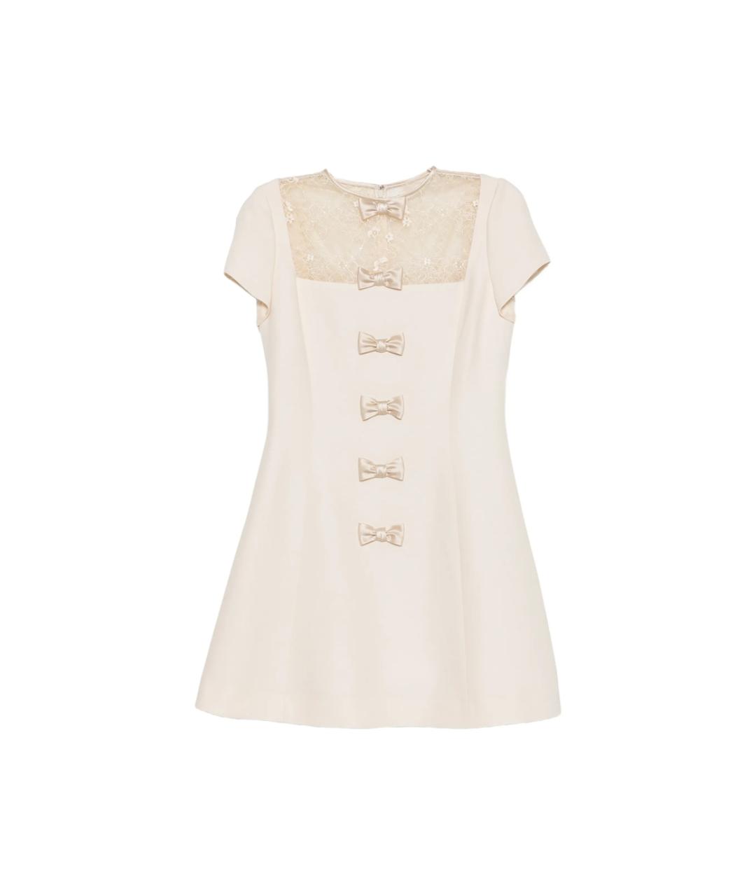 VALENTINO Бежевое шерстяное коктейльное платье, фото 1