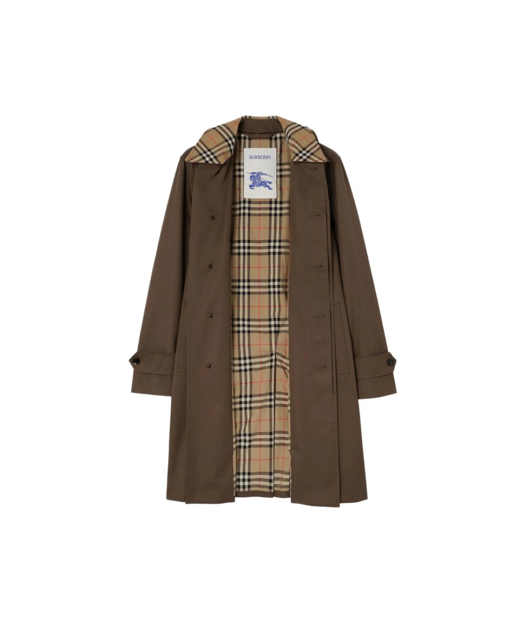 BURBERRY Коричневый хлопковый тренч / плащ, фото 4