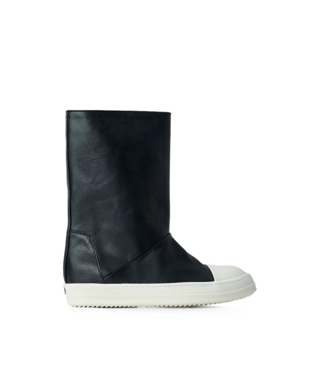 RICK OWENS Черные кожаные высокие кроссовки / кеды, фото 1