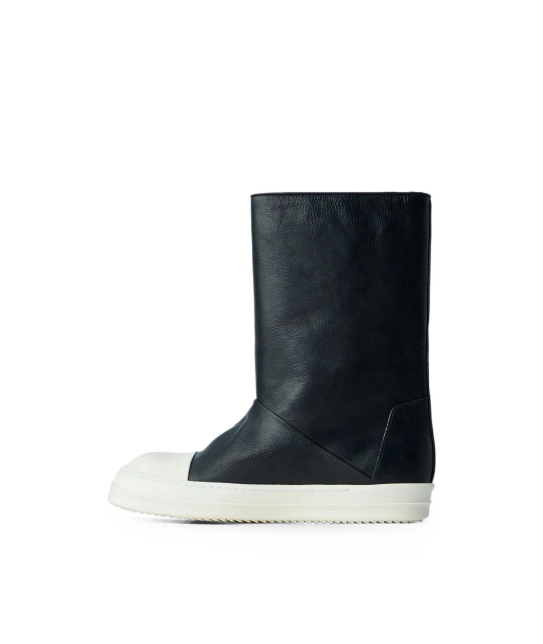 RICK OWENS Черные кожаные высокие кроссовки / кеды, фото 3