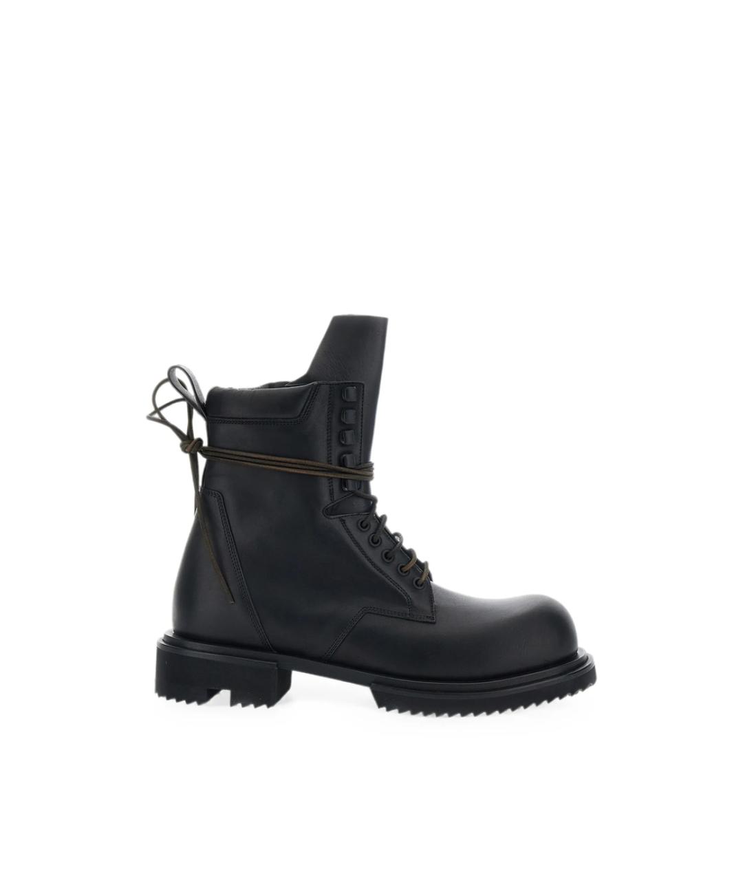 RICK OWENS Черные кожаные высокие ботинки, фото 1
