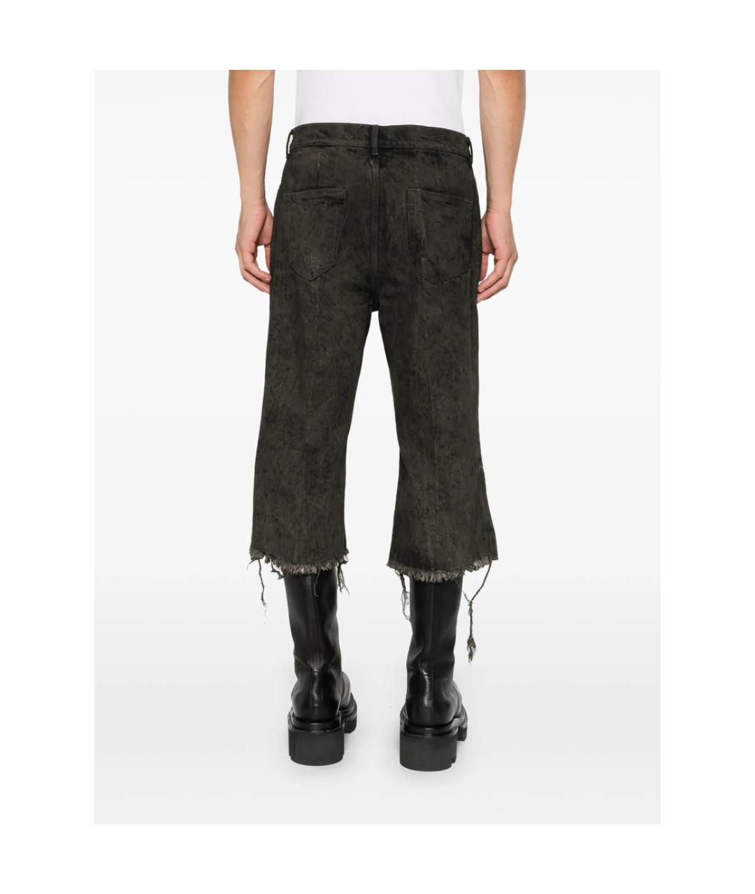 RICK OWENS Черные деним шорты, фото 5