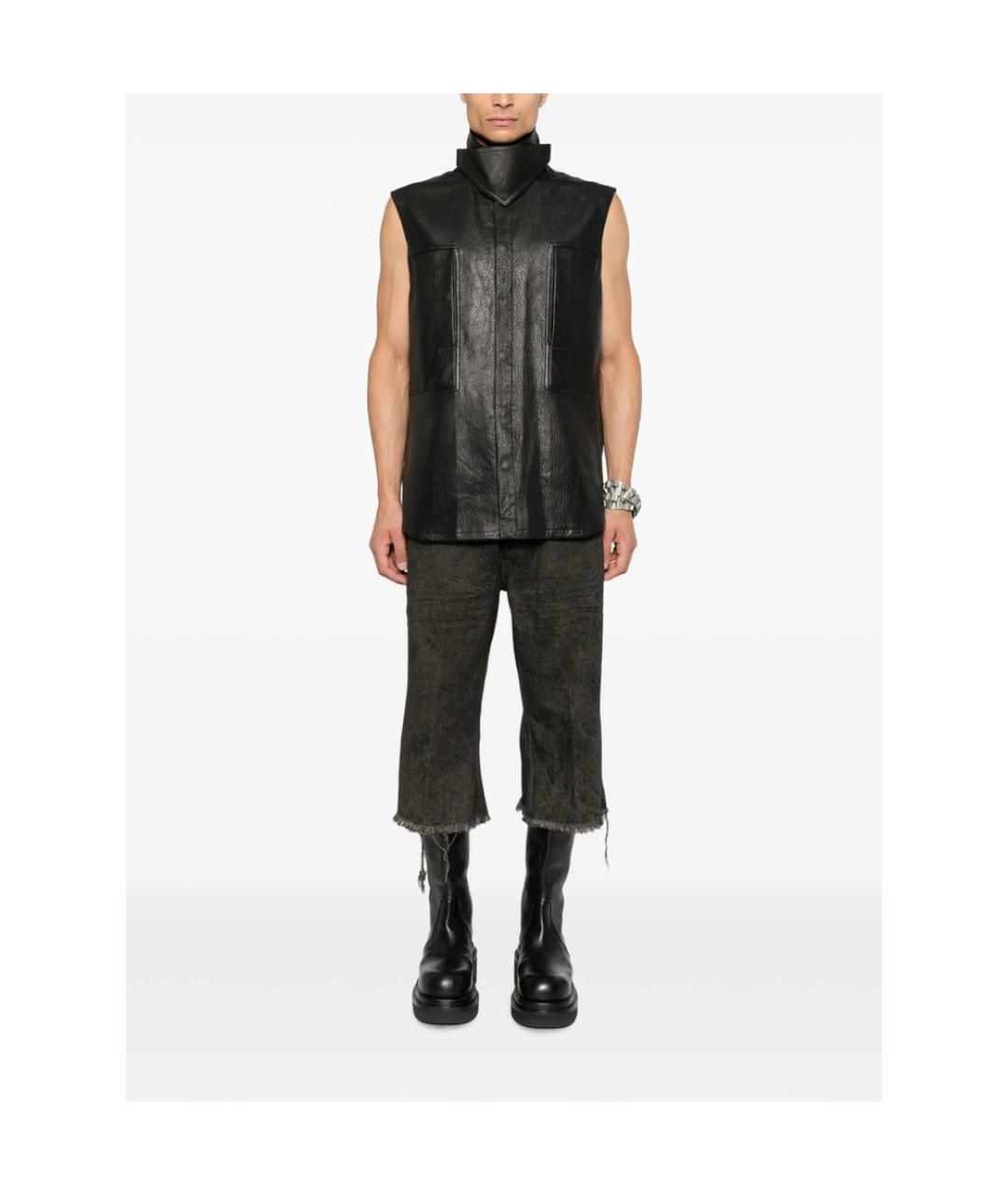 RICK OWENS Черные деним шорты, фото 2