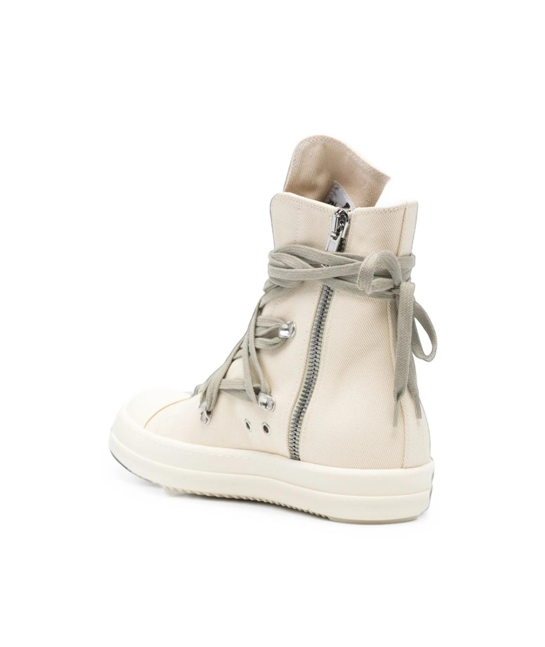 RICK OWENS DRKSHDW Бежевые текстильные высокие кроссовки / кеды, фото 4