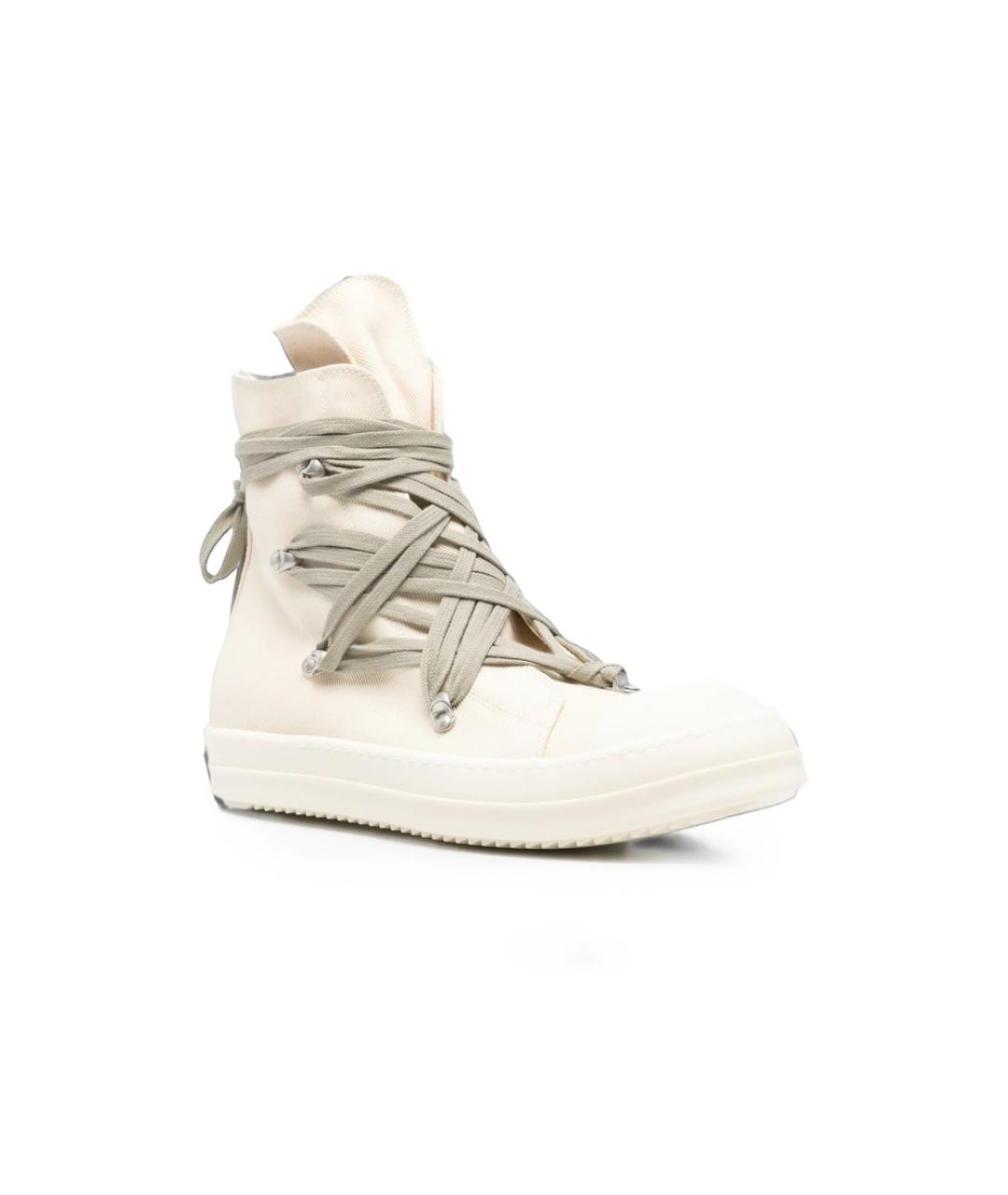 RICK OWENS DRKSHDW Бежевые текстильные высокие кроссовки / кеды, фото 3