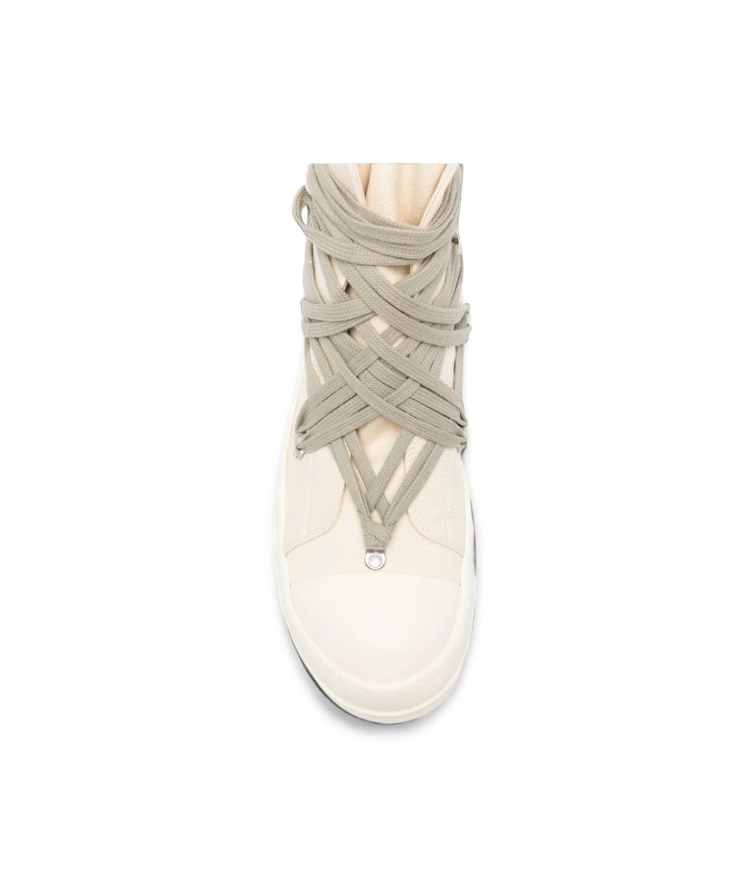 RICK OWENS DRKSHDW Бежевые текстильные высокие кроссовки / кеды, фото 2