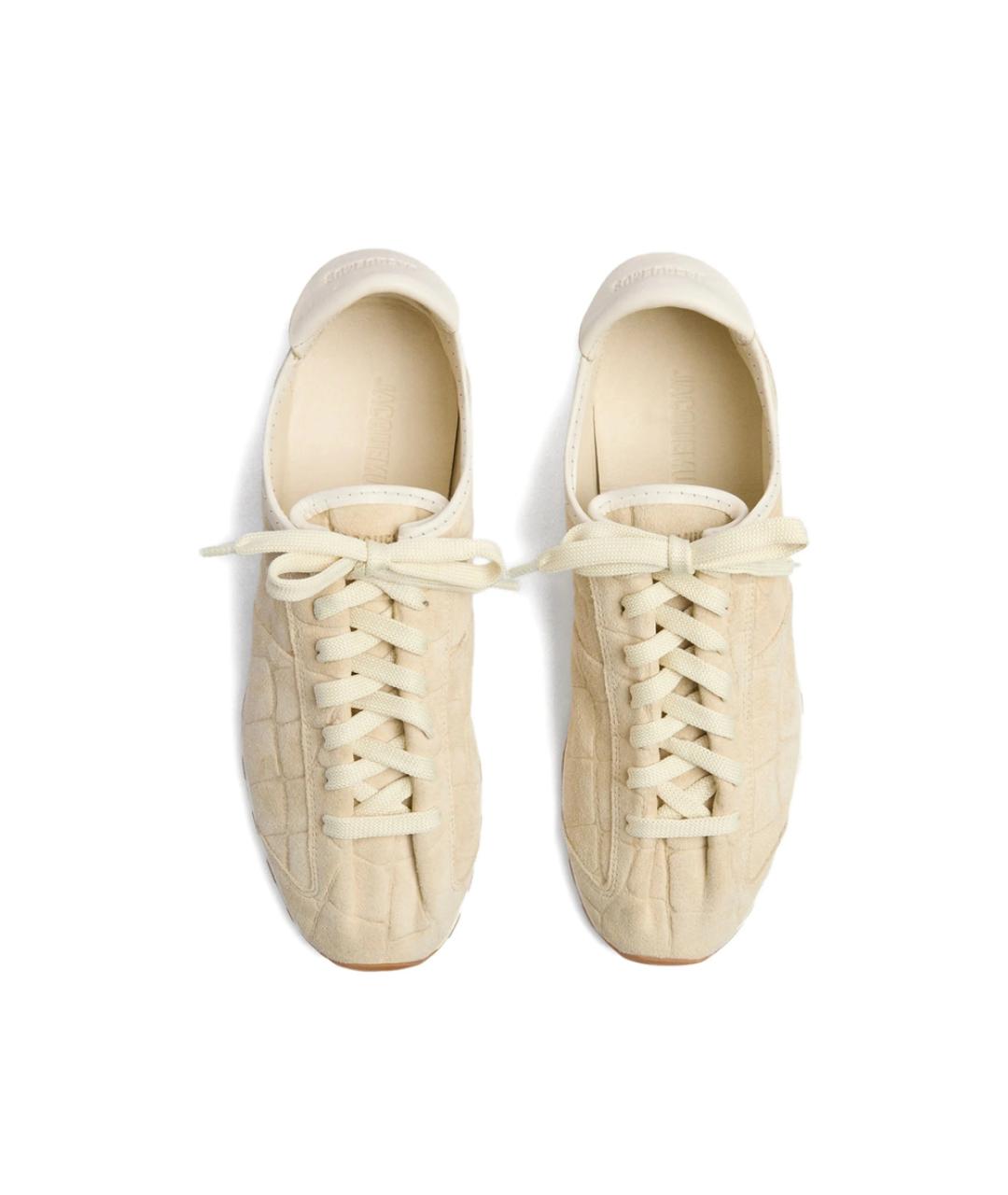 JACQUEMUS Бежевые кожаные низкие кроссовки / кеды, фото 5