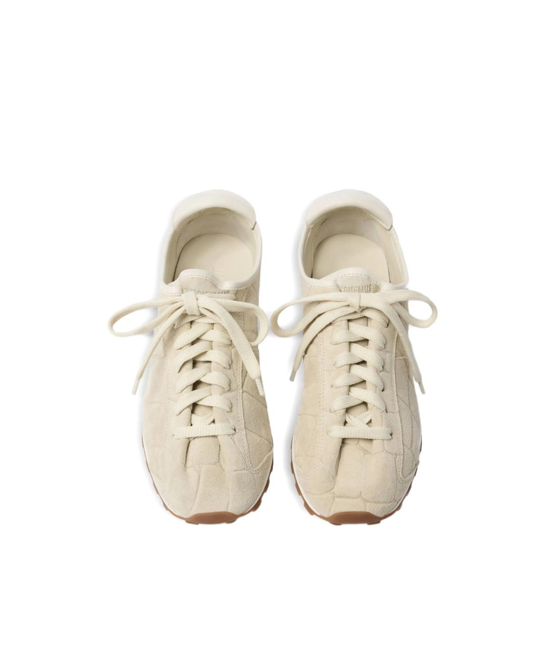 JACQUEMUS Бежевые кожаные низкие кроссовки / кеды, фото 2