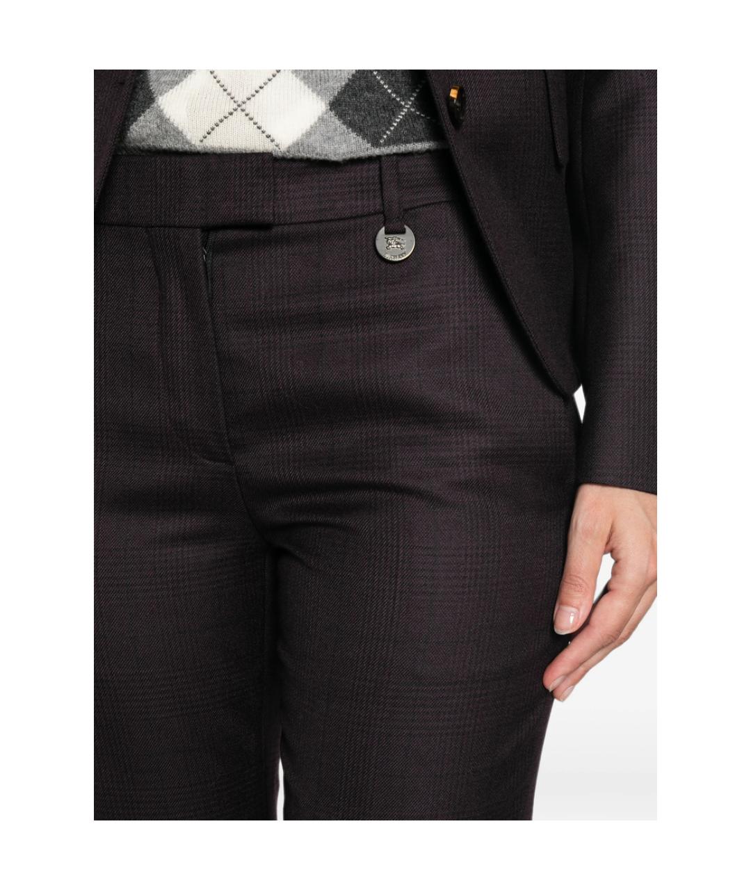 BURBERRY Коричневые шерстяные прямые брюки, фото 4