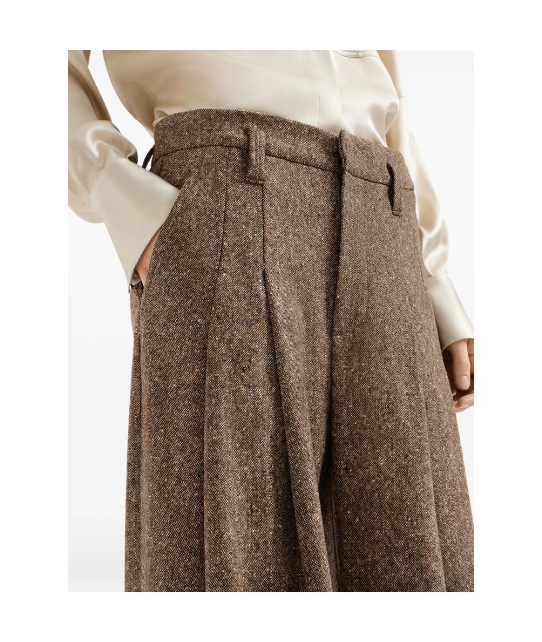 BRUNELLO CUCINELLI Коричневые вискозные брюки широкие, фото 6