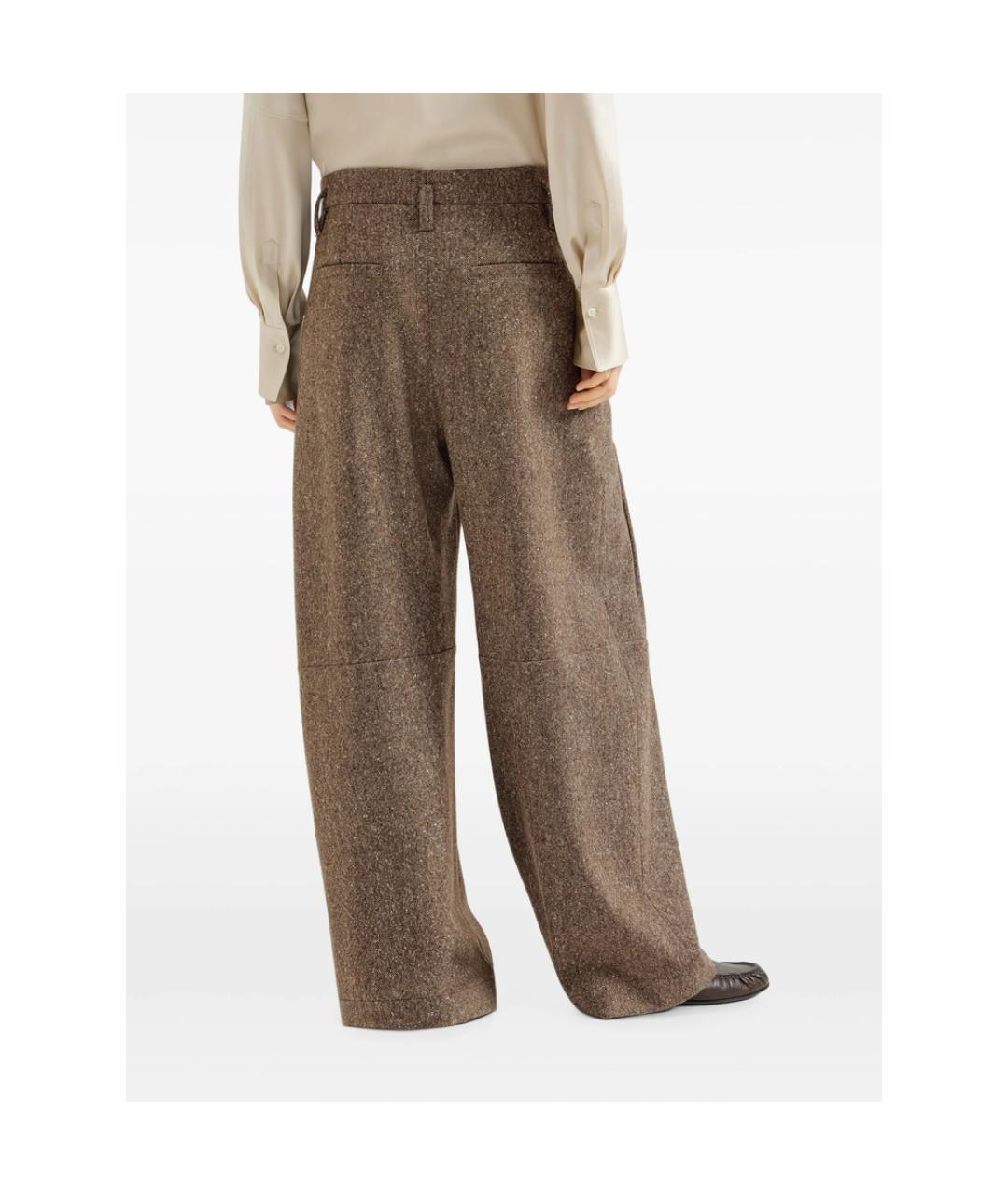 BRUNELLO CUCINELLI Коричневые вискозные брюки широкие, фото 2
