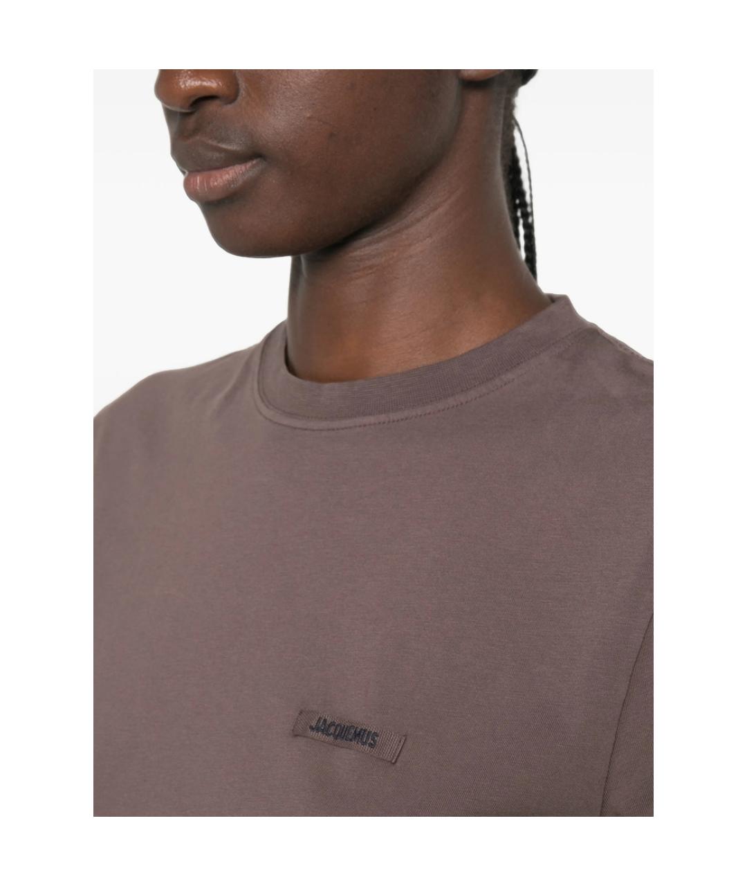 JACQUEMUS Коричневая хлопковая футболка, фото 2