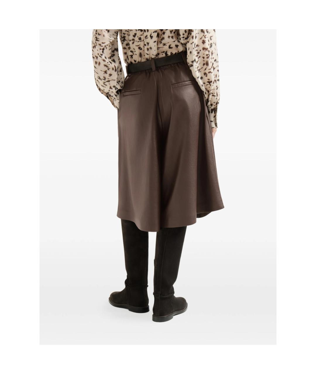 BRUNELLO CUCINELLI Коричневые кожаные шорты, фото 6