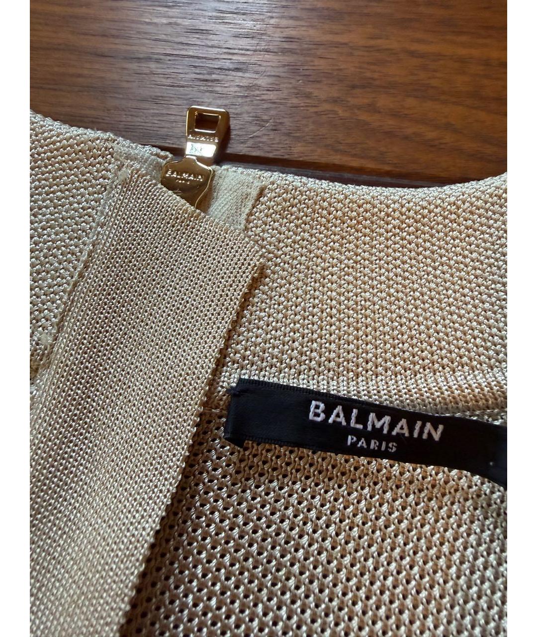 BALMAIN Бежевое вискозное платье, фото 3