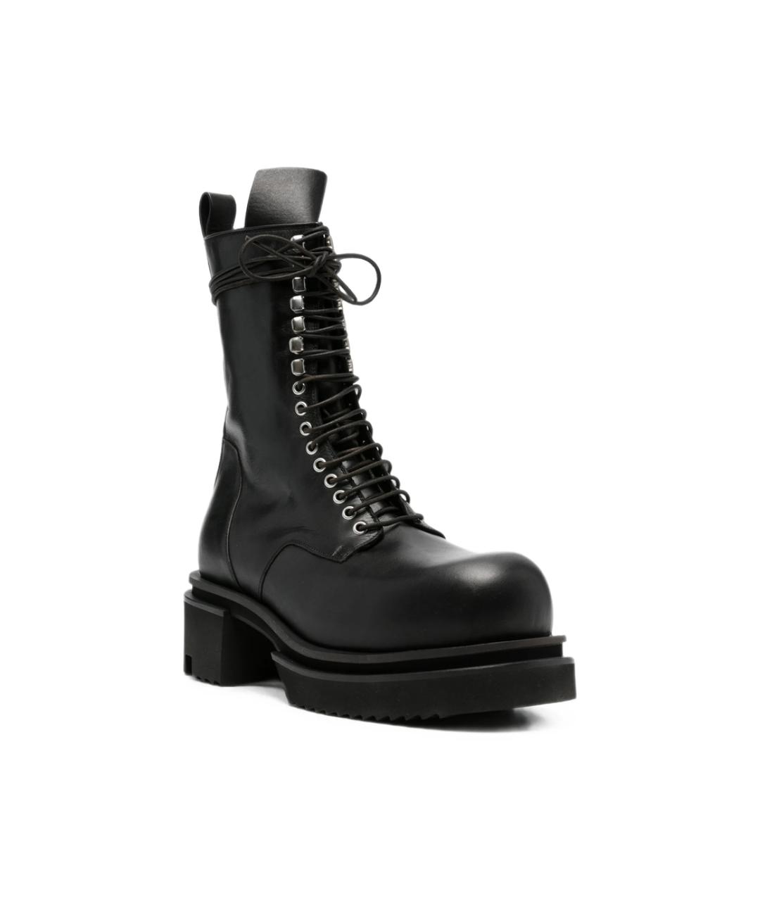 RICK OWENS Черные кожаные высокие ботинки, фото 4