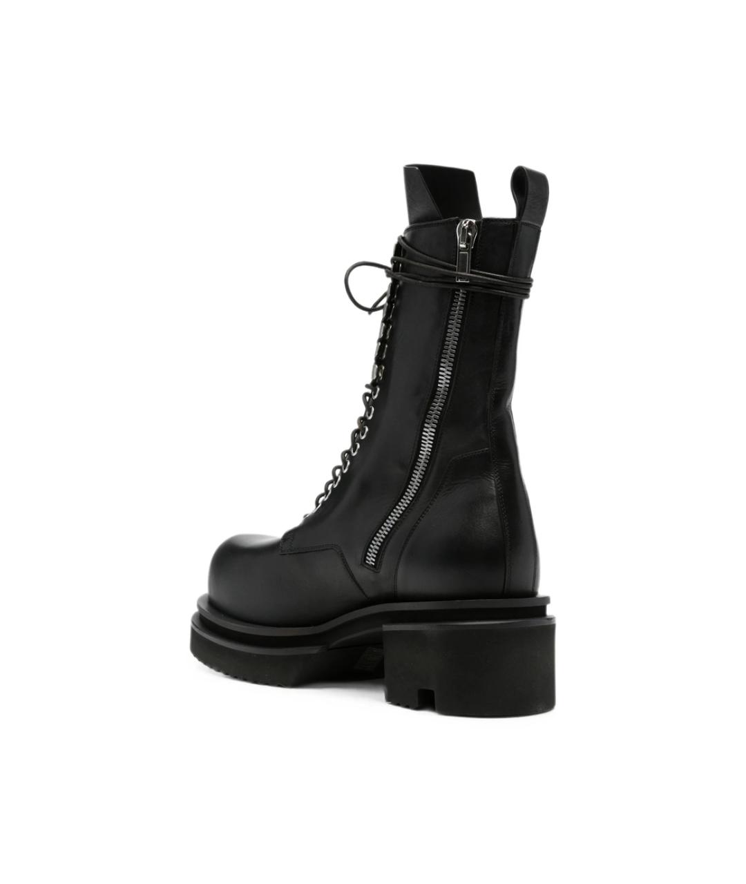 RICK OWENS Черные кожаные высокие ботинки, фото 3