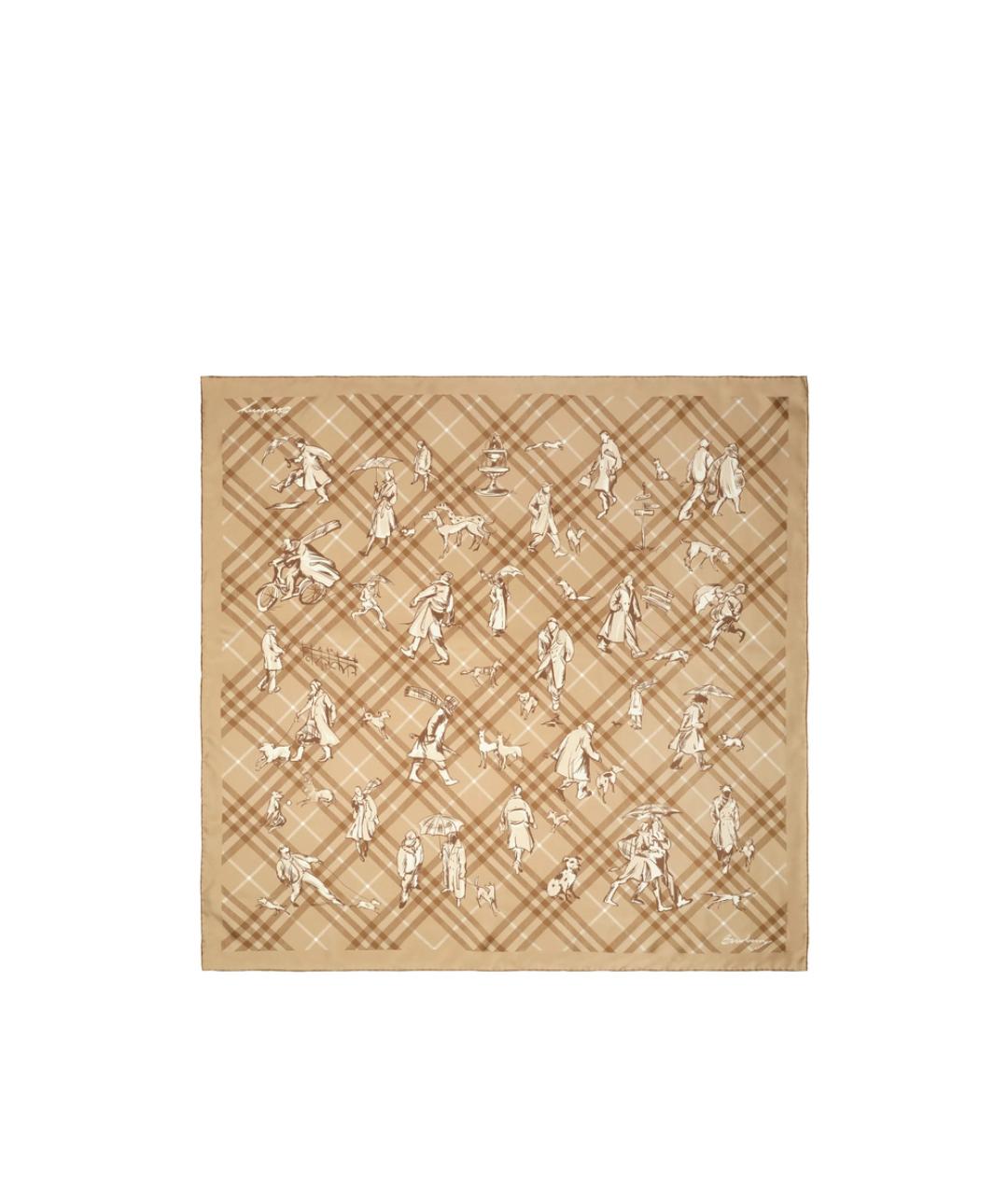 BURBERRY Бежевый шелковый шарф, фото 2