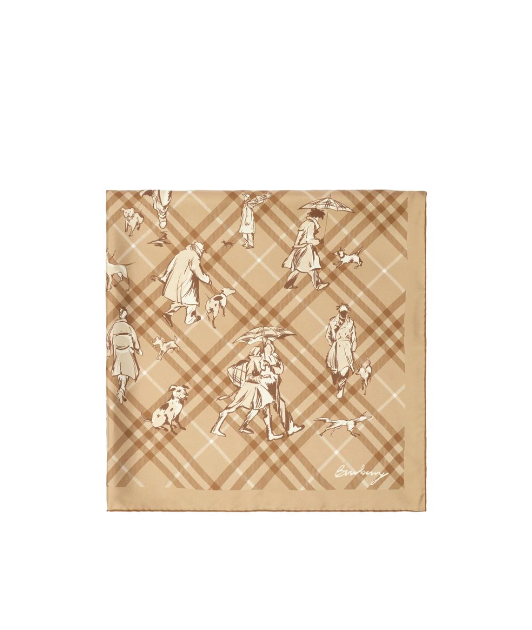 BURBERRY Бежевый шелковый шарф, фото 1
