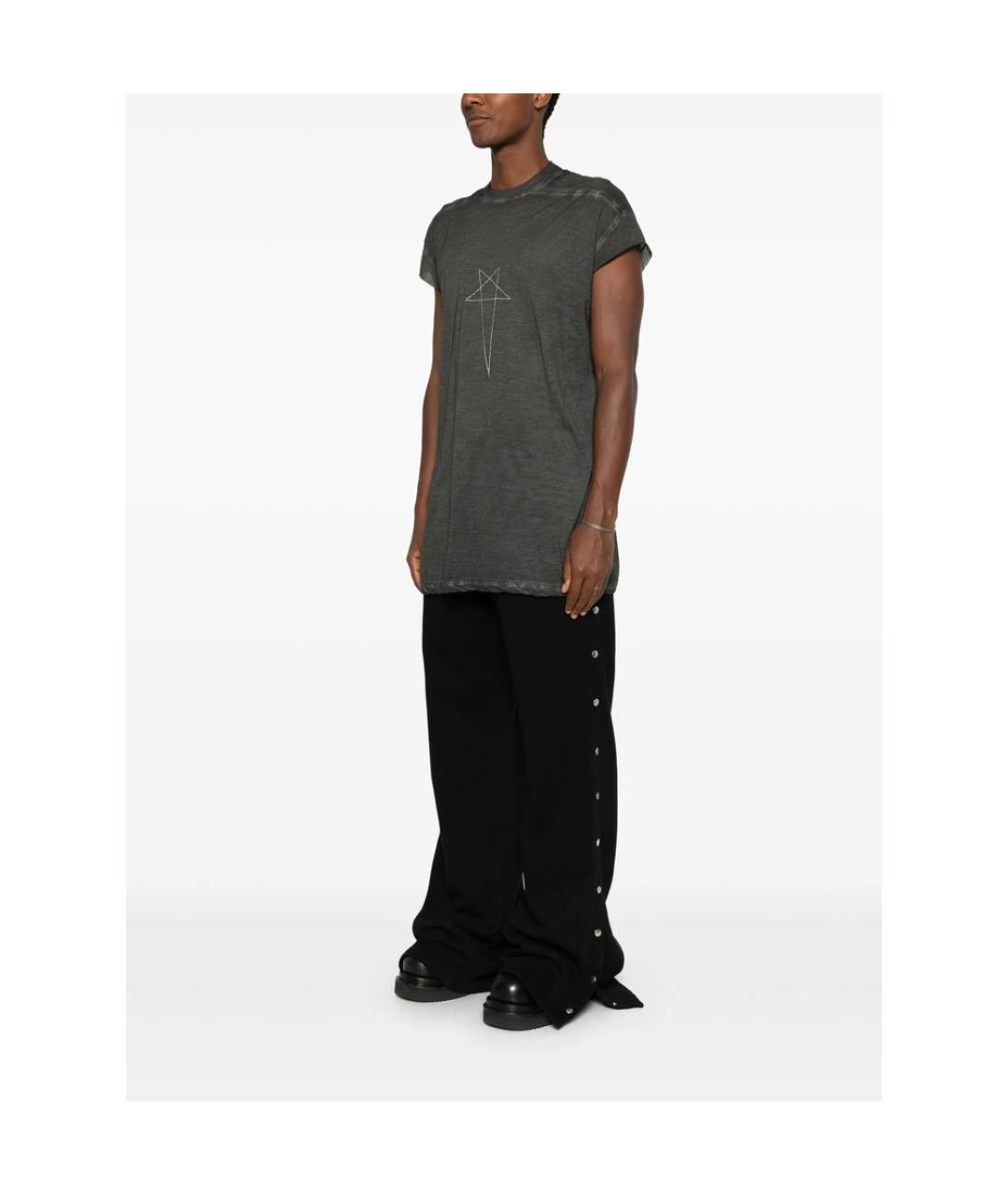 RICK OWENS DRKSHDW Черная хлопковая футболка, фото 4